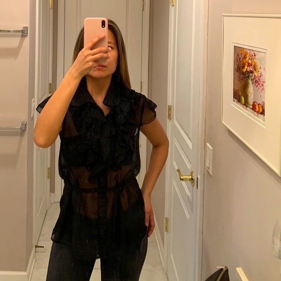 Black Ruffle Blouse - Picture 2 of 7